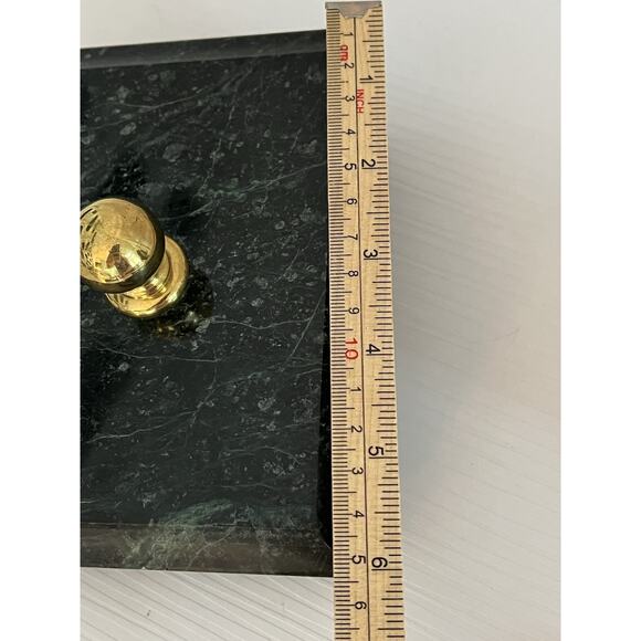 Vintage Green Marble Stone Footed Jewelry Trinket Vanity Box Lidded Brass - Picture 10 of 10